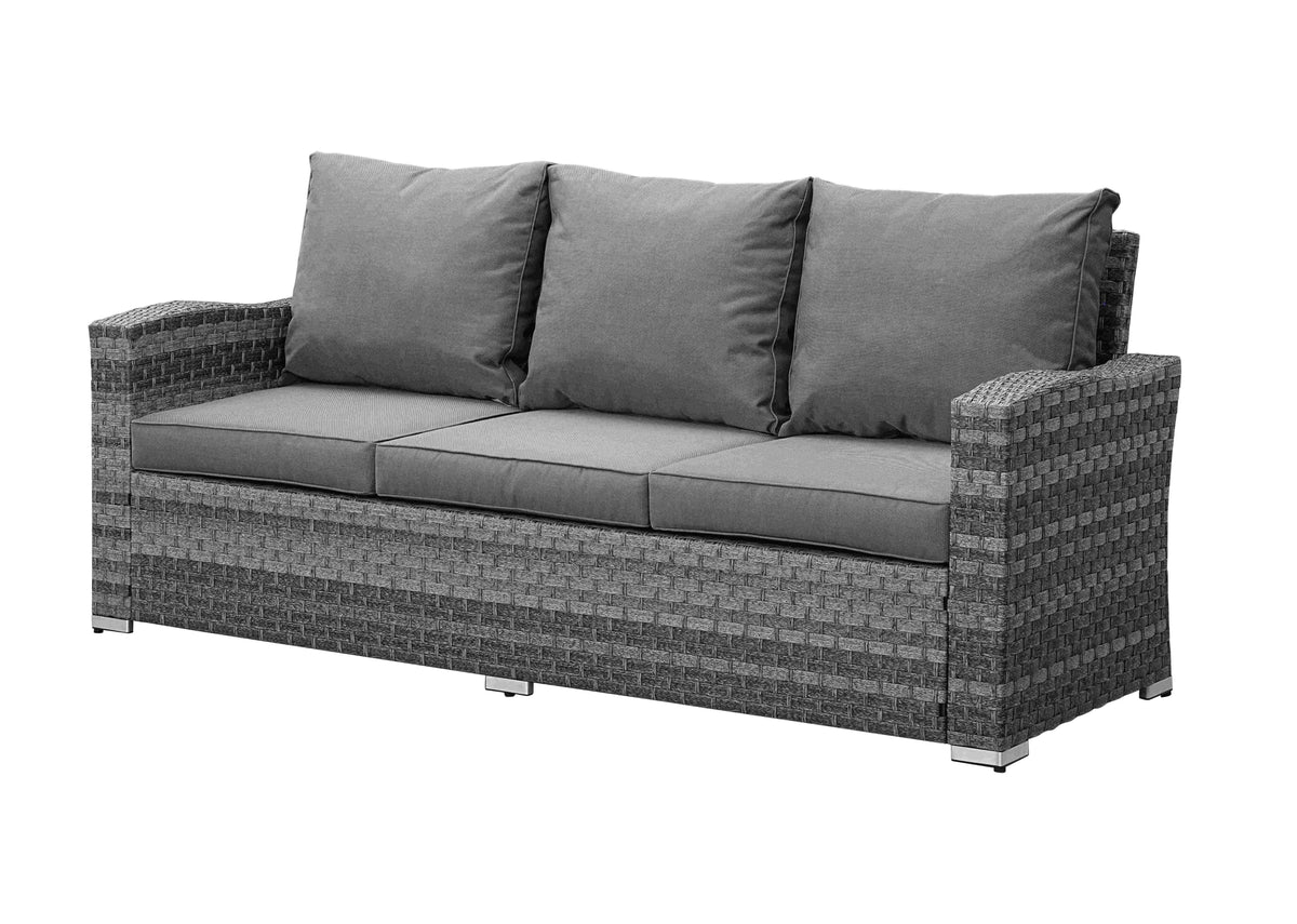 Icon Luxury Rattan 3 Seater Sofa, 2 x Chairs, Bench and Fire Pit Table - Dark Grey