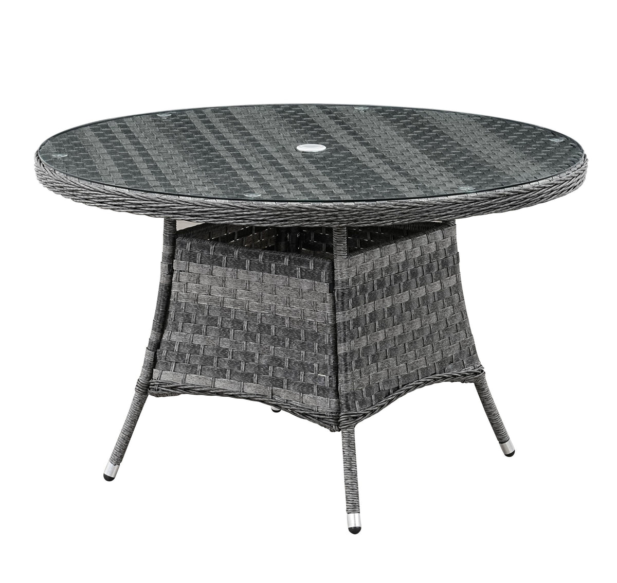 Icon Luxury 6 Seater Round Rattan Dining Set - Dark Grey