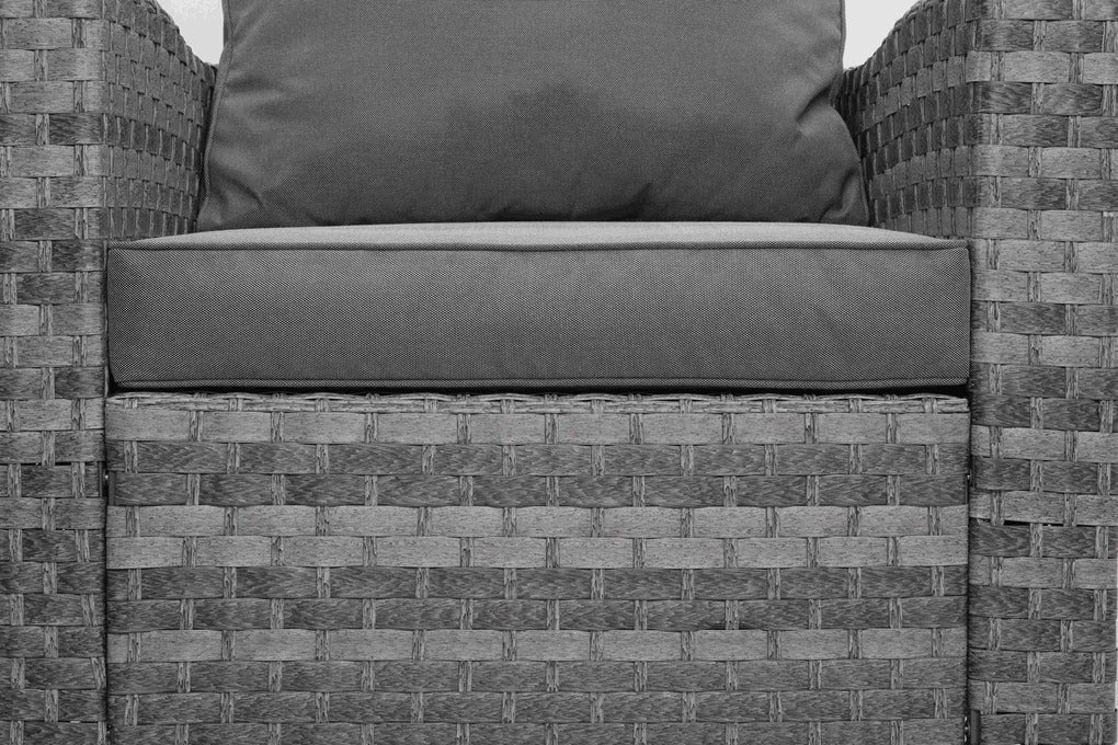 Icon Luxury Rattan Right Hand Corner Sofa Chair Bench and Fire Pit Table - Dark Grey Rattan Furniture MaxiFurn 