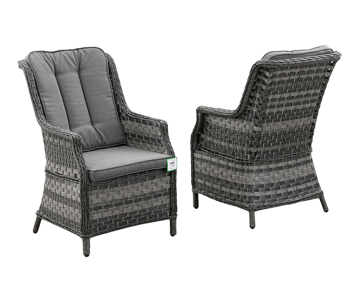 Icon Luxury 6 Seater Round Rattan Dining Set - Dark Grey