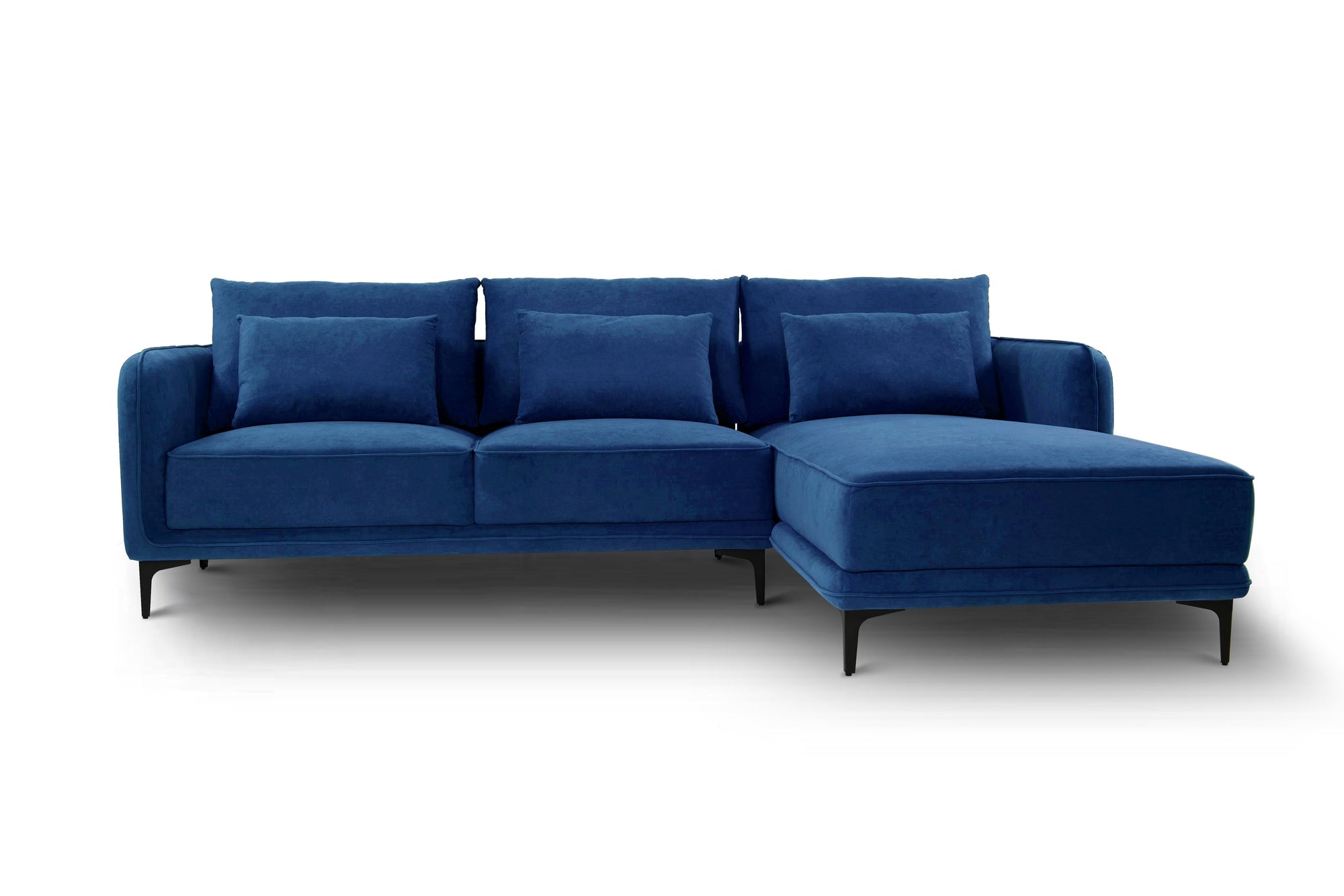 Leon Right Hand Chaise Corner Sofa | Navy Blue Plush Velvet Sofas Casa Maria Designs 