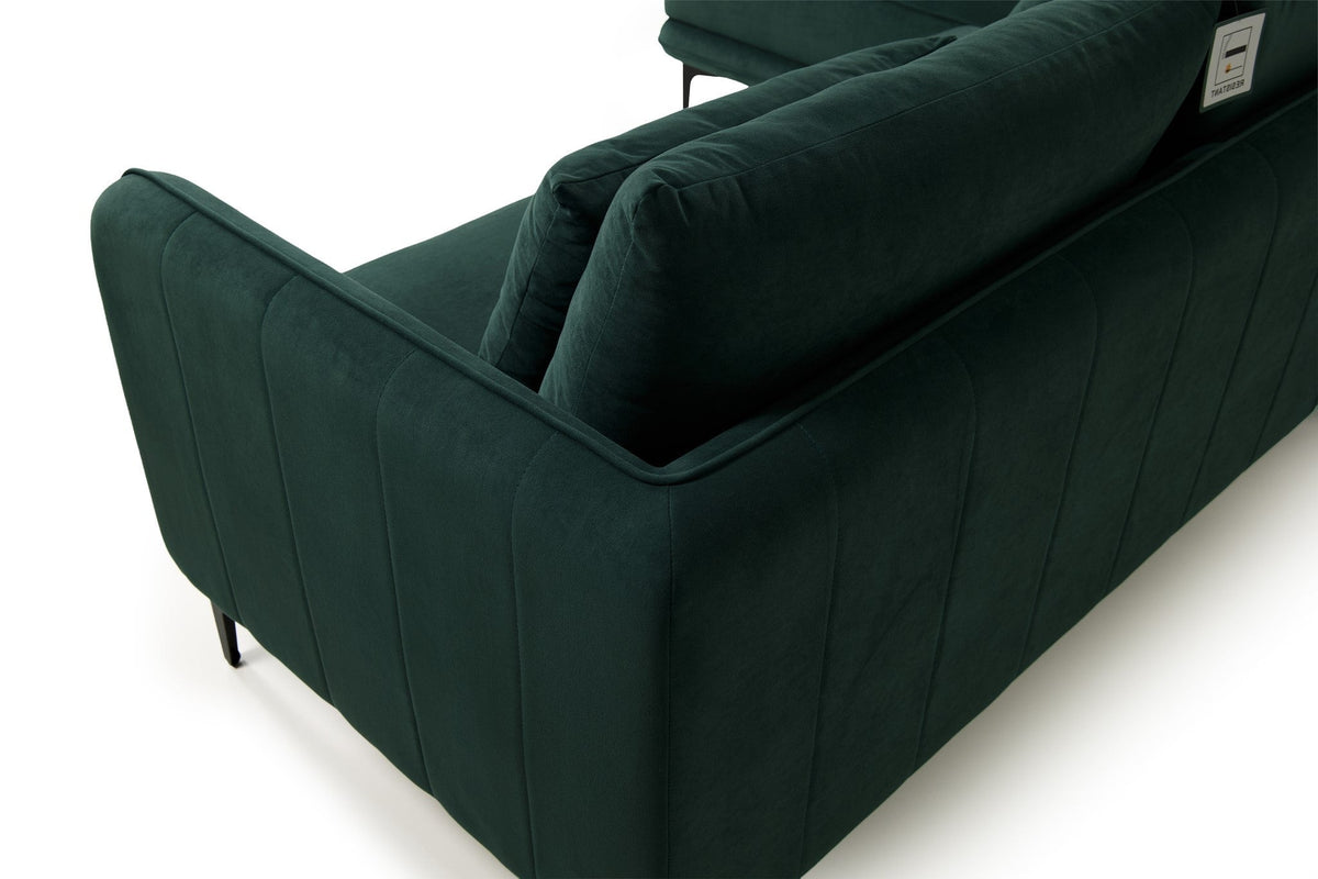 Leon Left Hand Chaise Corner Sofa | Dark Green Plush Velvet Sofas Casa Maria Designs 