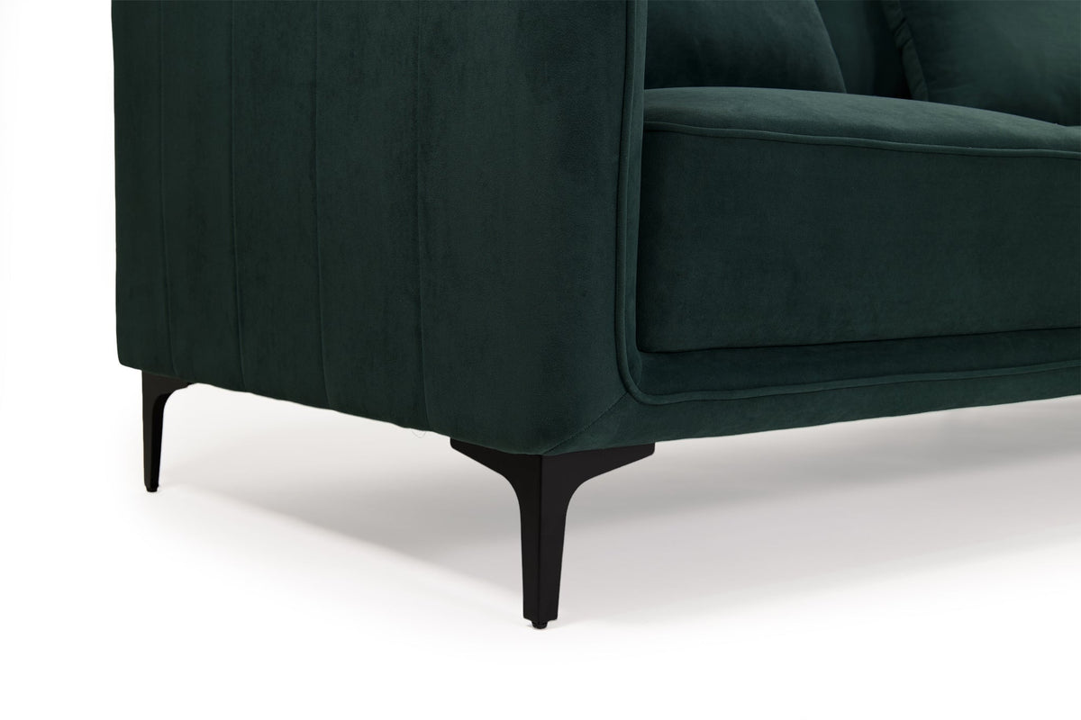 Leon Right Hand Chaise Corner Sofa | Dark Green Plush Velvet Sofas Casa Maria Designs 