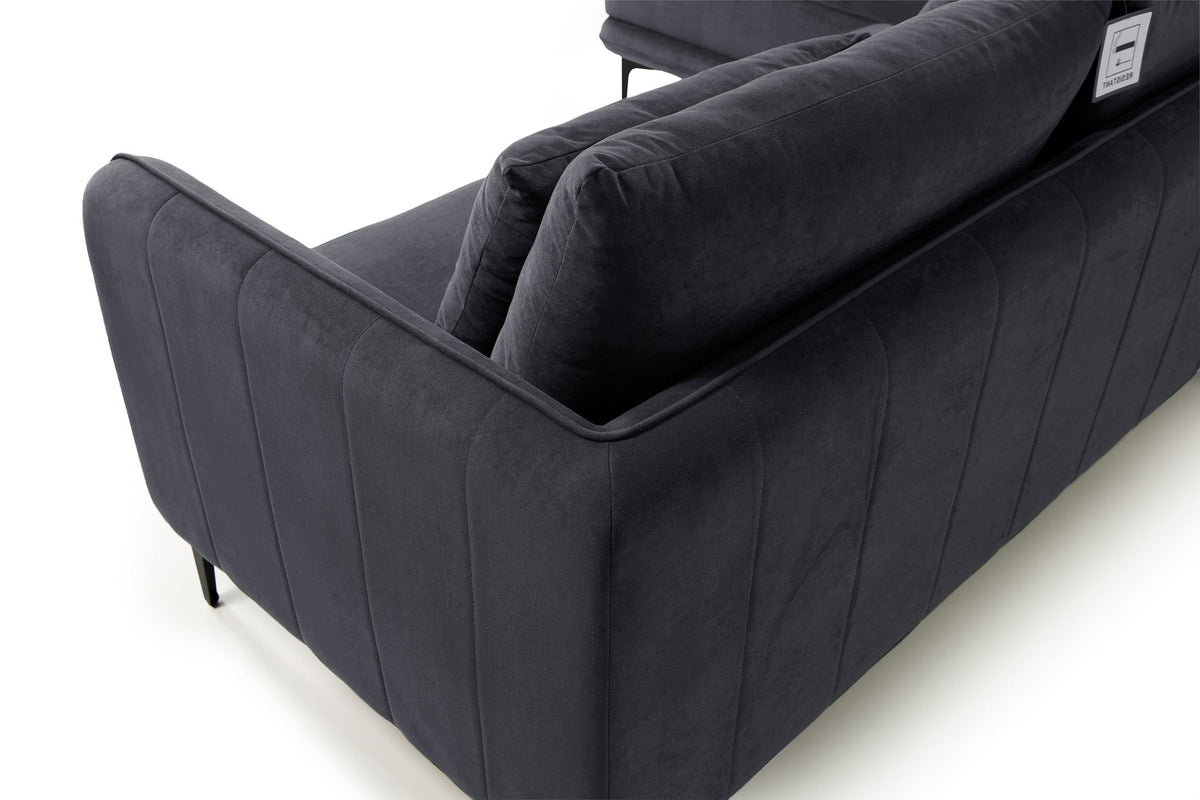 Leon Left Hand Chaise Corner Sofa | Grey Plush Velvet Sofas Casa Maria Designs 