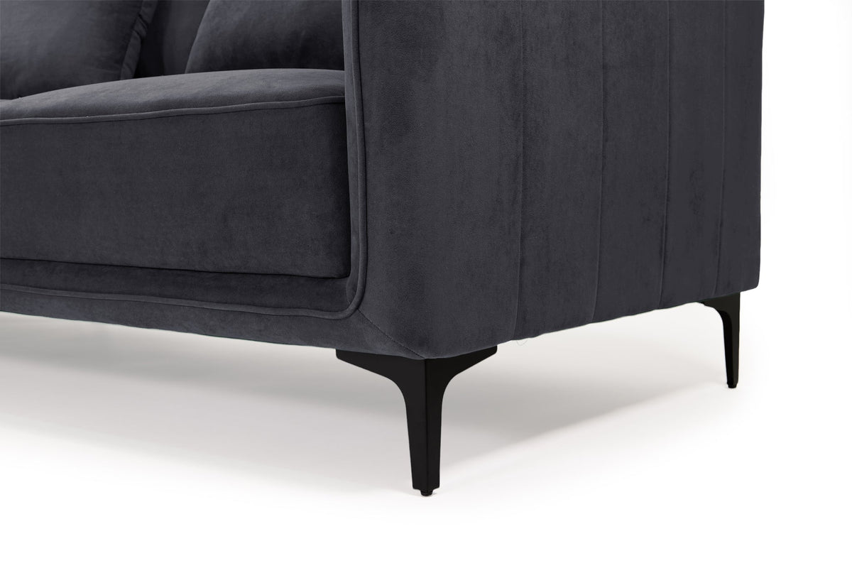 Leon Right Hand Chaise Corner Sofa | Grey Plush Velvet Sofas Casa Maria Designs 