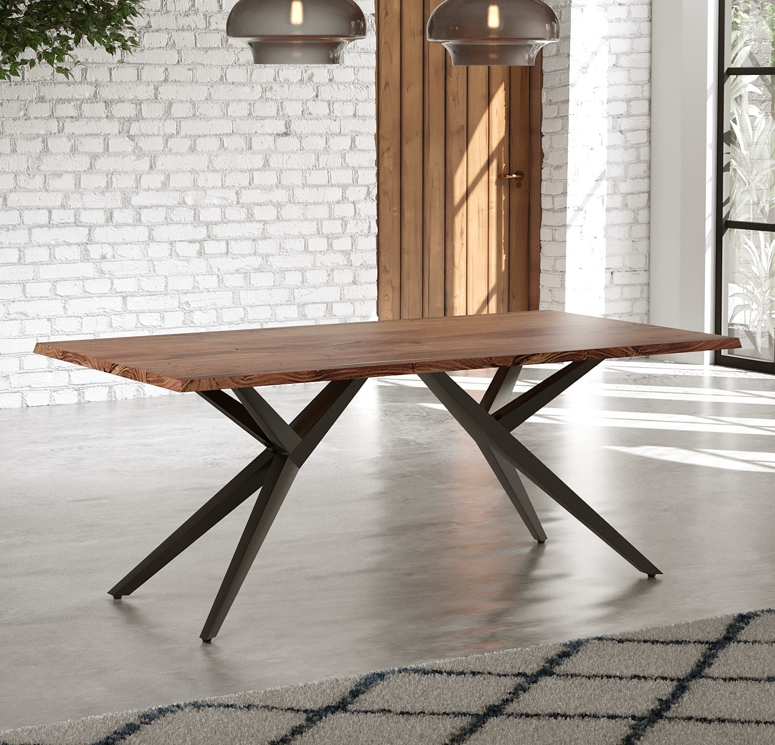 Live Edge Solid Acacia Wood Dining Table | Airloft Legs - 180cms Casa Maria Designs 
