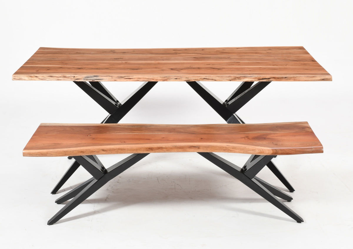 Live Edge Acacia Wood Dining Bench | Airloft Legs - 160 cms