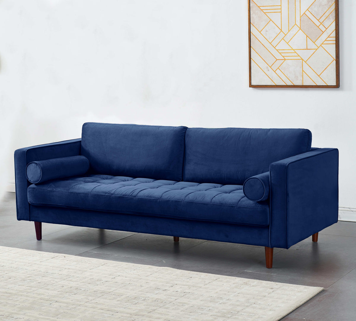 Lloyd 3 Seater Sofa | Navy Blue Plush Velvet 222cms