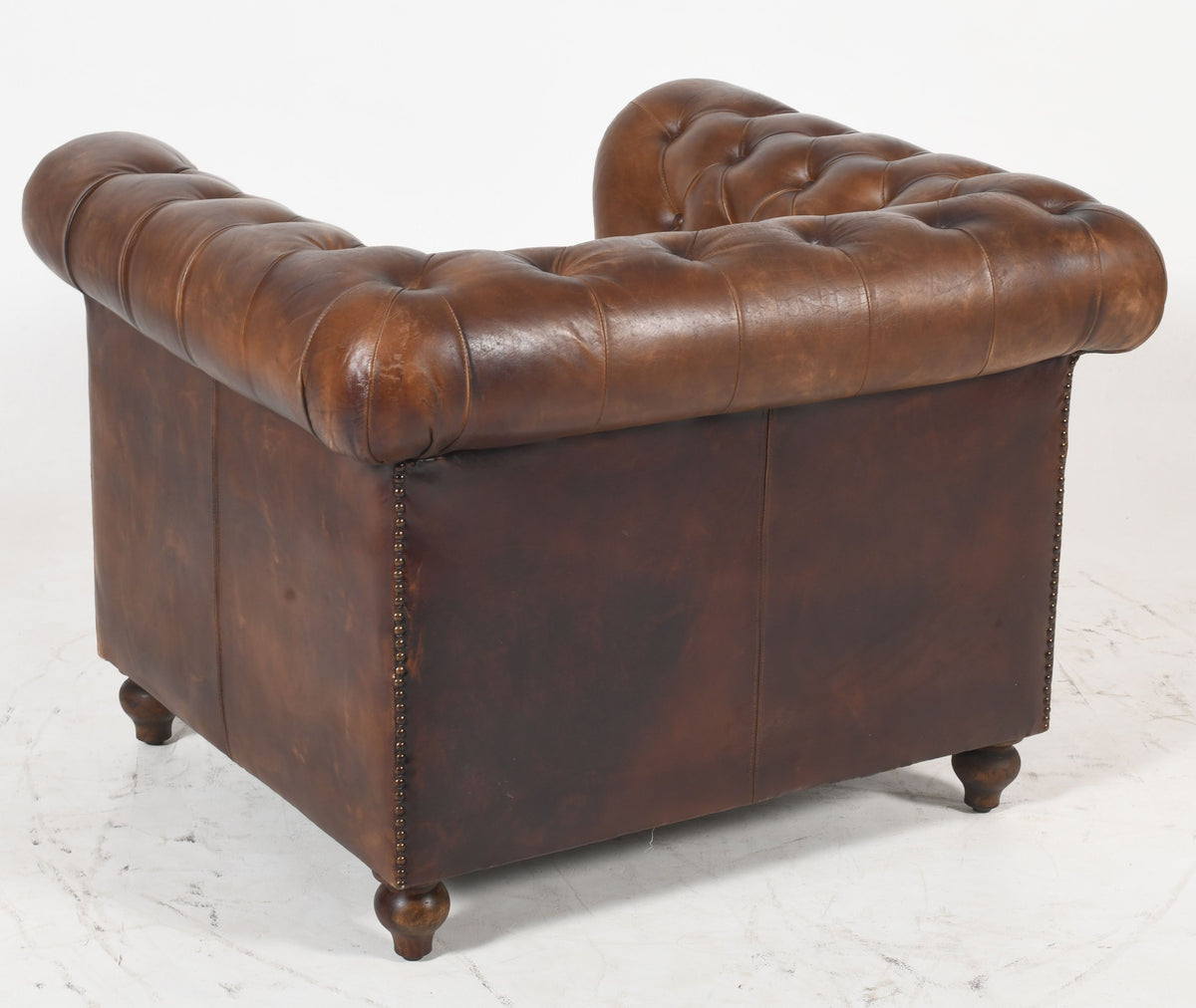 Louis Chesterfield Armchair | Brown Real Genuine Leather