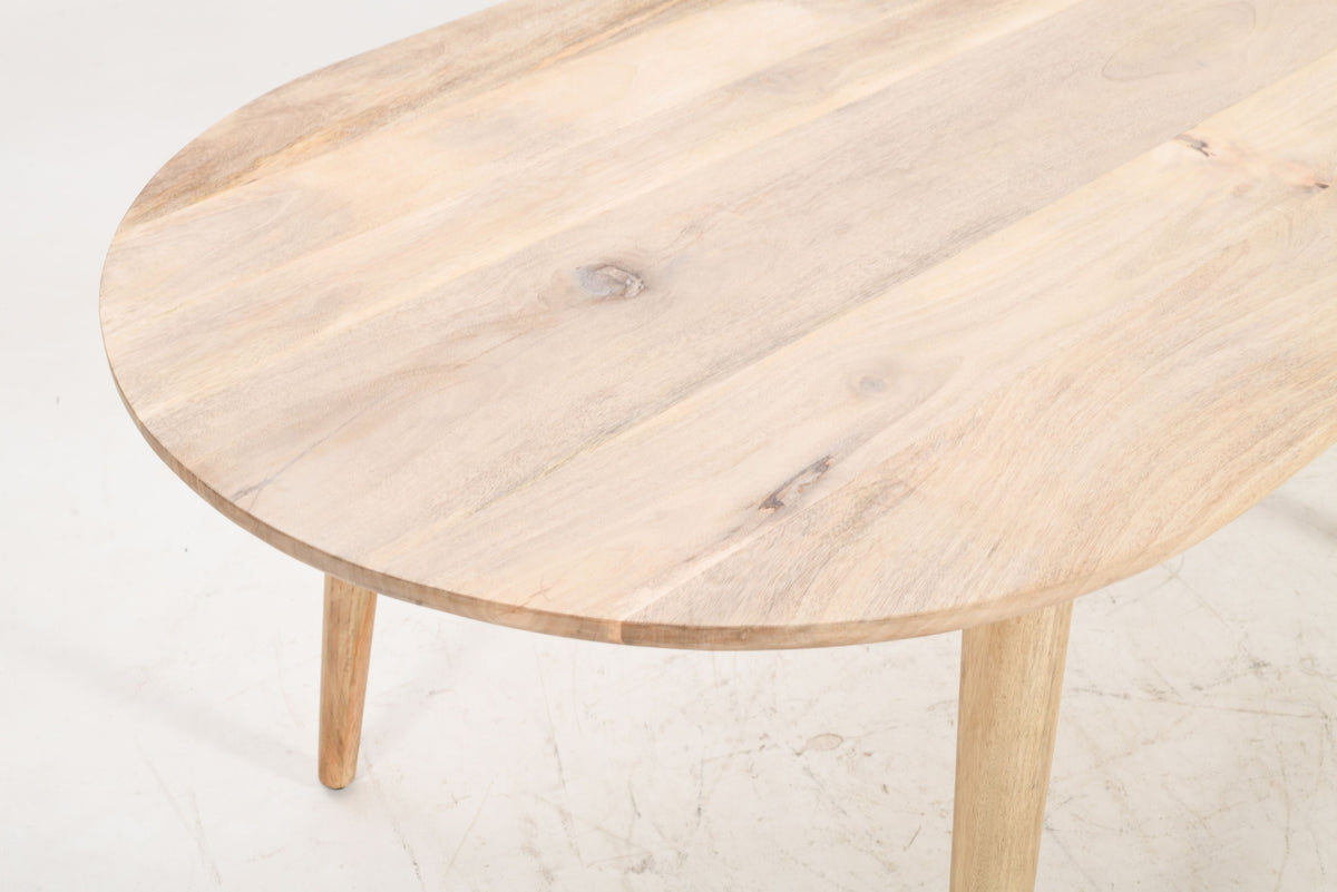 Malmo Solid Mango Wood Curved Dining Table - 180 x 90 x 76cms
