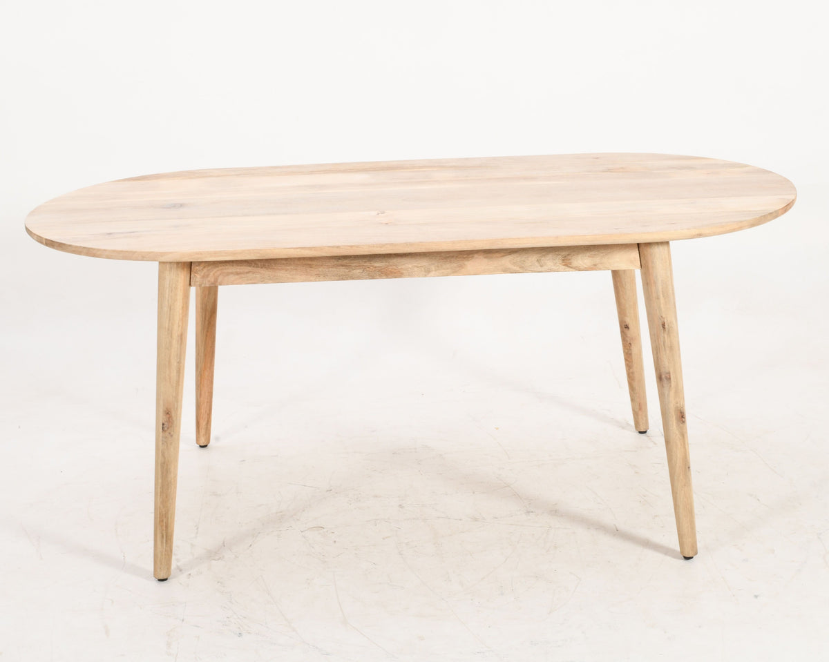 Malmo Solid Mango Wood Curved Dining Table - 180 x 90 x 76cms