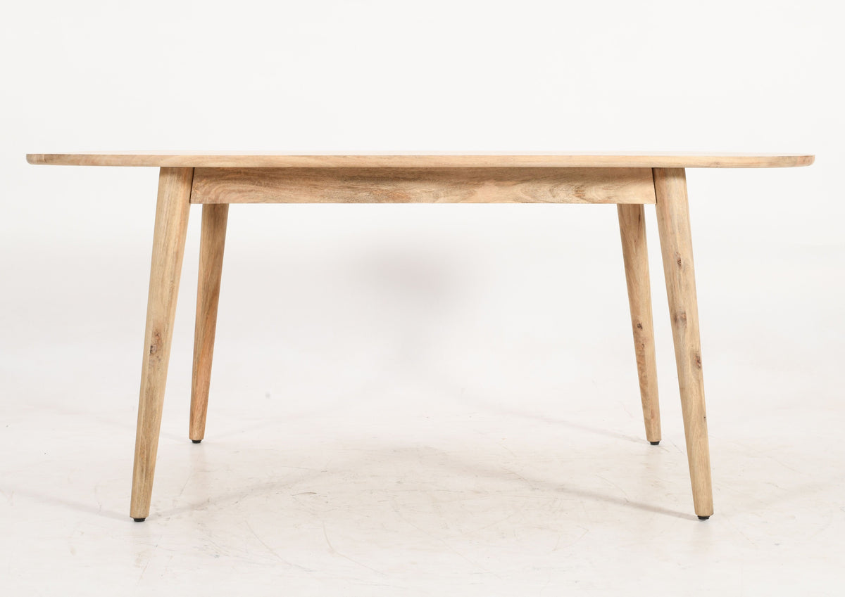 Malmo Solid Mango Wood Curved Dining Table - 180 x 90 x 76cms