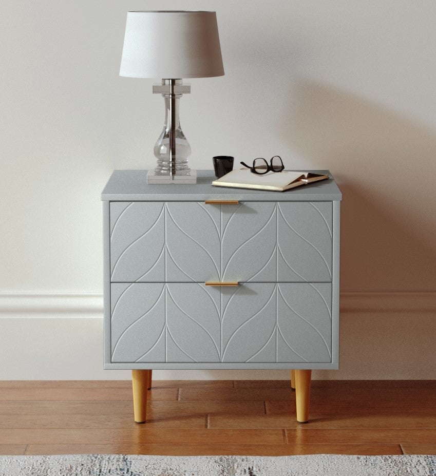 Milly 2 Drawer Bedside Cabinet Table - Grey & Brass Effect Casa Maria Designs 