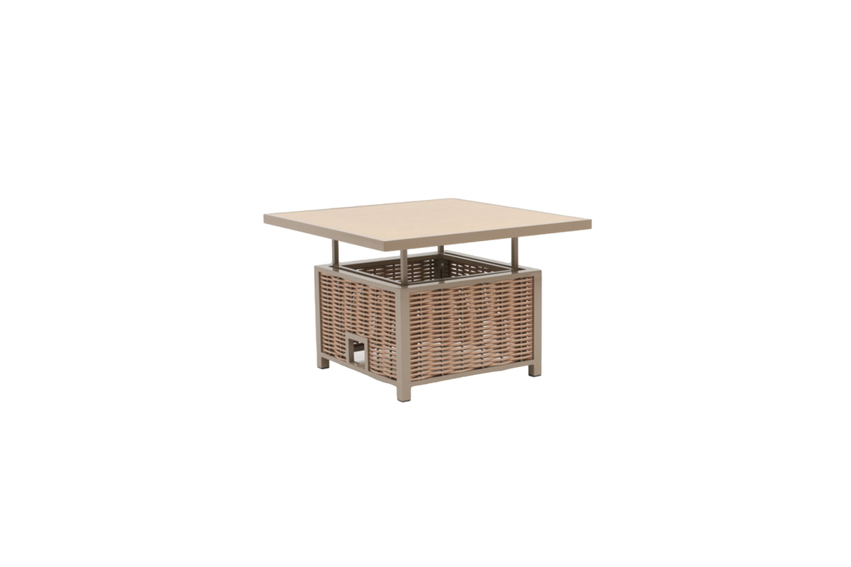 Lisbon Aluminium Corner Sofa, Chair, Bench & Rising Ceramic Table | Taupe / Beige