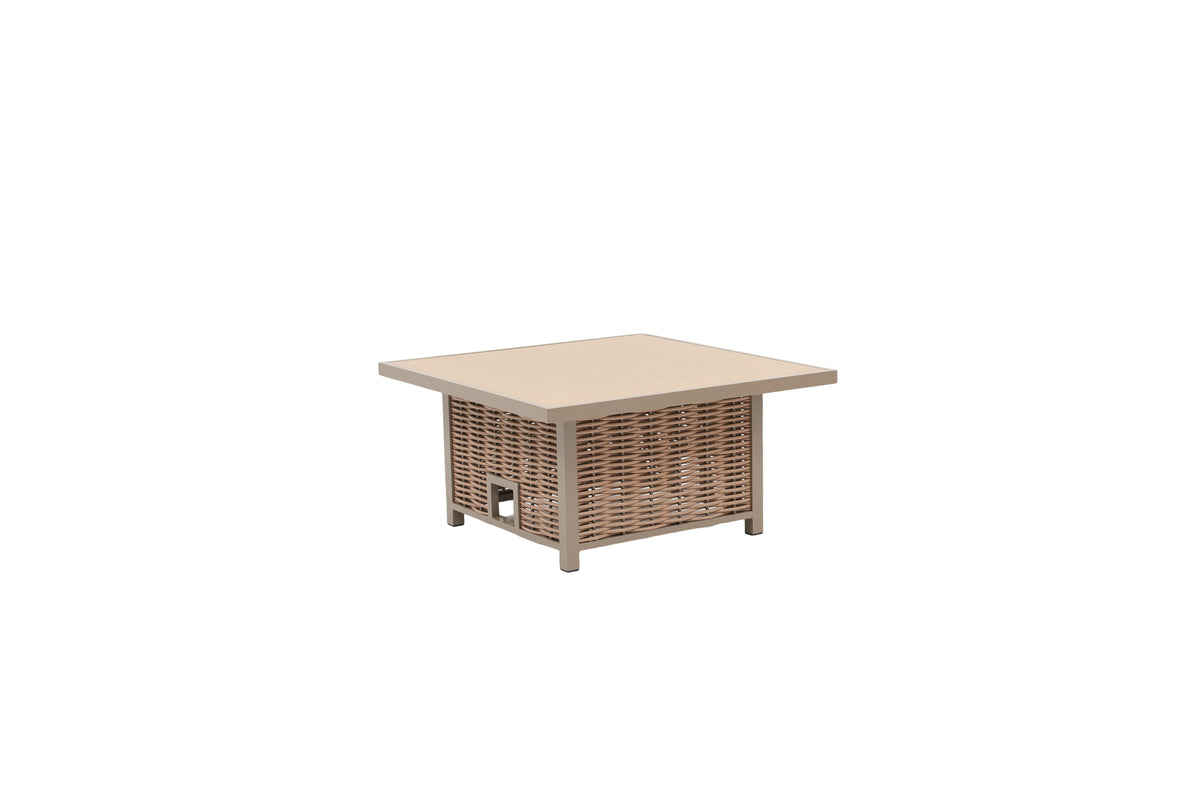 Lisbon Aluminium Corner Sofa, Chair, Bench & Rising Ceramic Table | Taupe / Beige