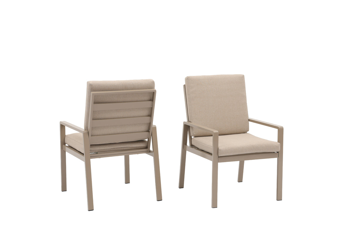 Modern Aluminium 6-Seater Garden Dining Set – Taupe / Beige