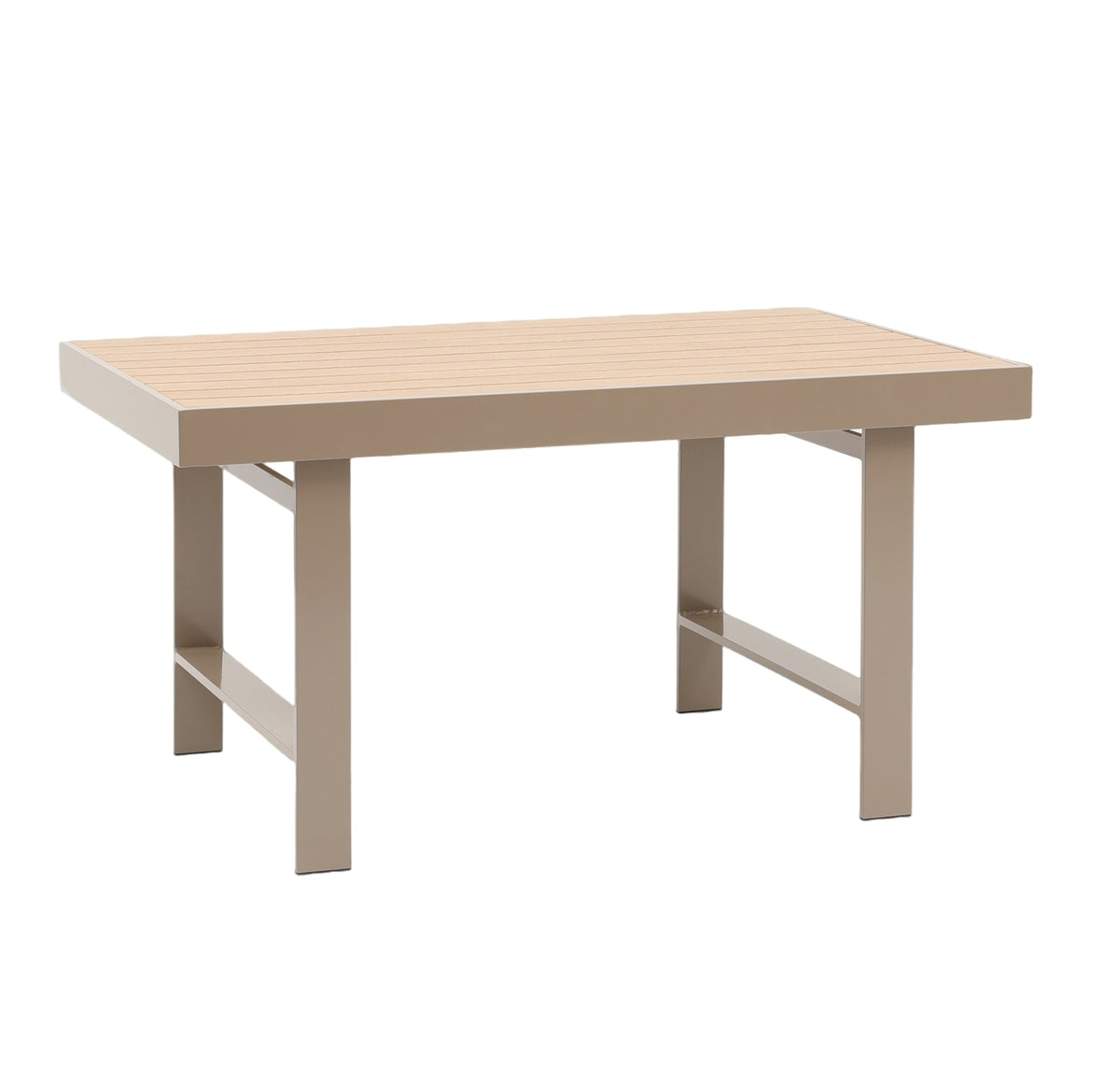 Aluminium Right Hand Corner Garden Sofa & Dining Set with Bench – Taupe / Natural