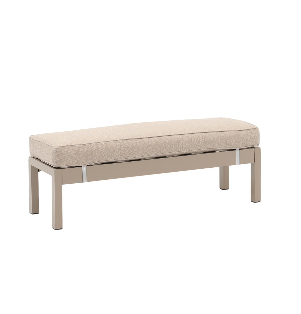Aluminium Right Hand Corner Garden Sofa & Dining Set with Bench – Taupe / Natural