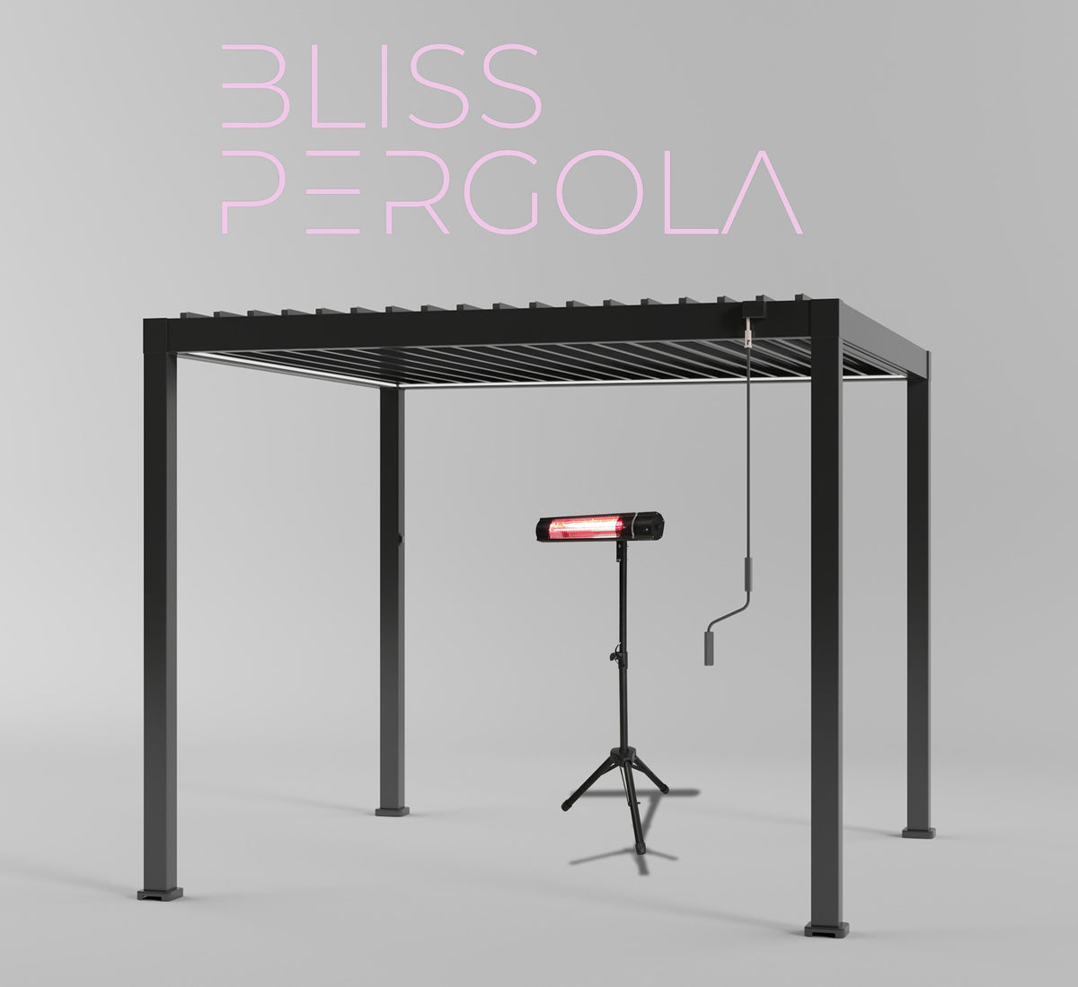 100% Aluminium LED Pergola with Double-Layered Louvered Roof 3 x 3m Grey