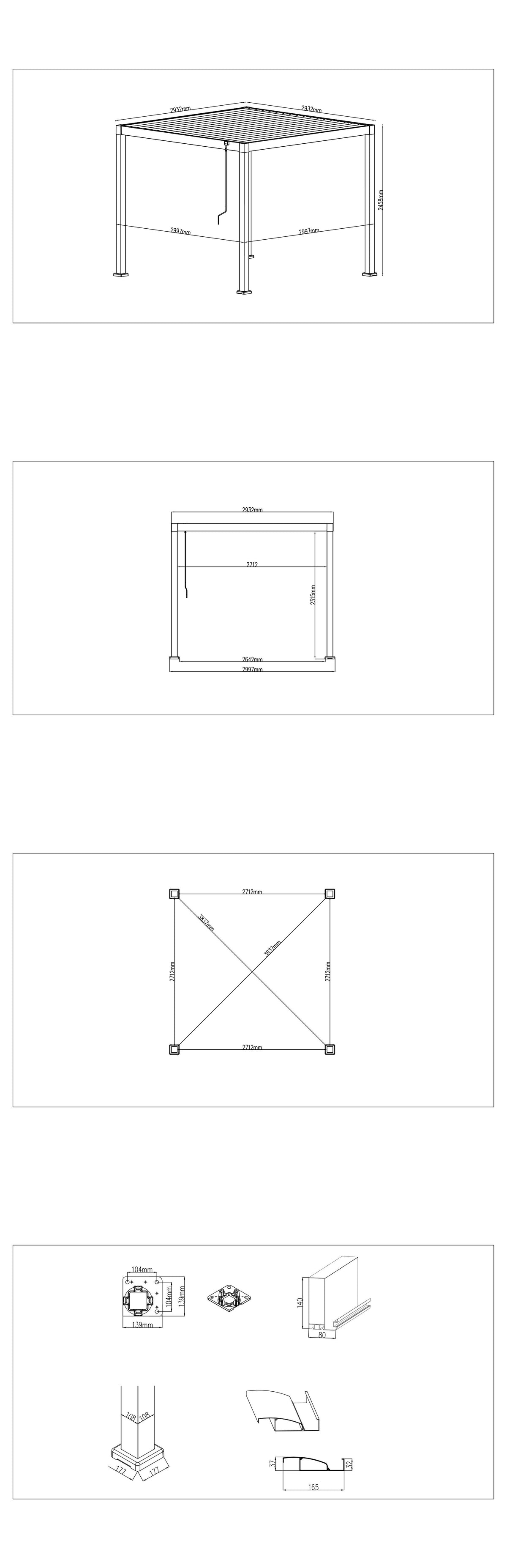 LuxShade™ 3×3m Aluminium Pergola with LEDs, Double-Layered Louvred Roof