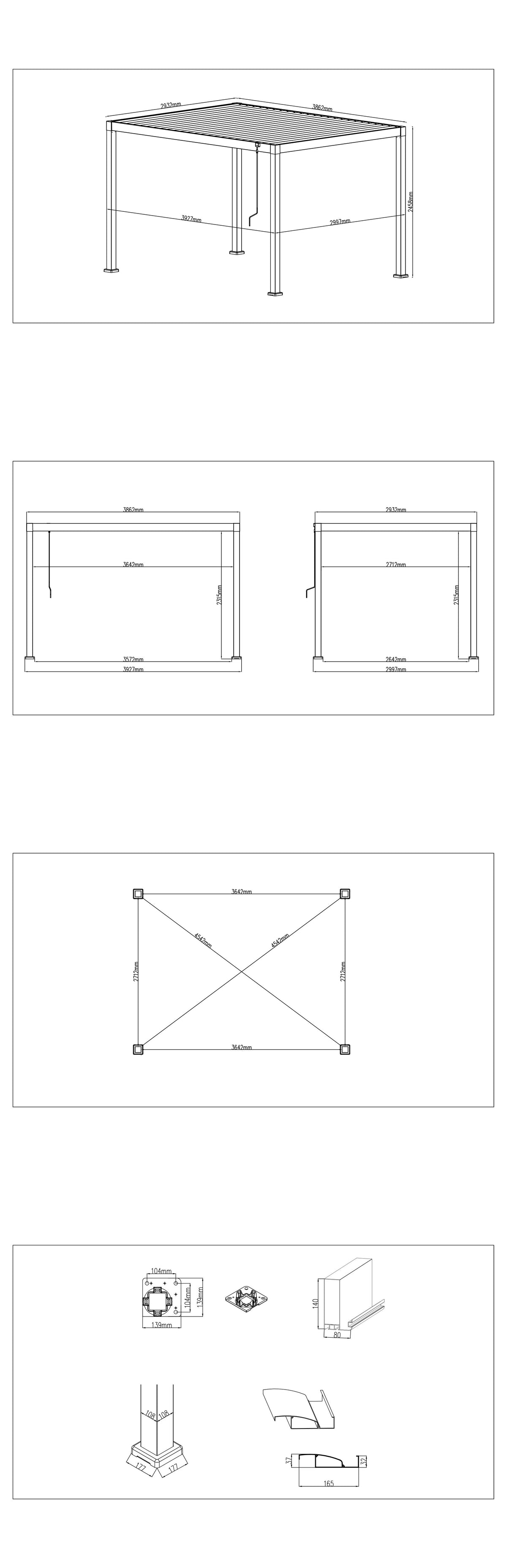 LuxShade™ 3×4m Aluminium Pergola with LEDs, Double-Layered Louvred Roof