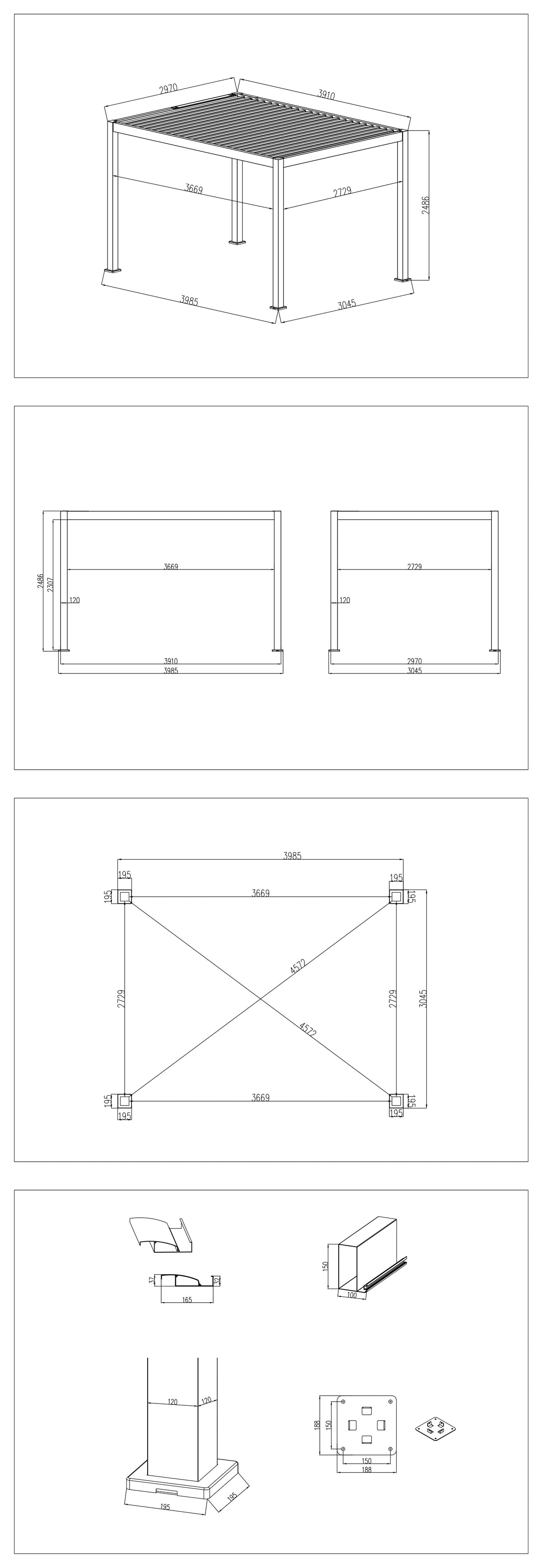 MotaShade™ 3×4m Motorised Aluminium Pergola – Double‑Layer Louvers, LED Lighting