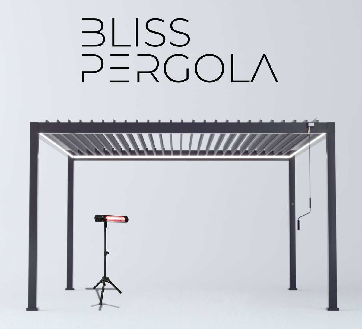 LuxShade™ 4×4m Aluminium Pergola with LEDs, Double-Layered Louvred Roof