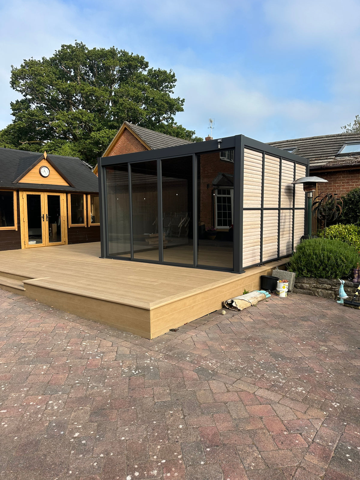 3M Aluminium Louvre Side Wall – Wood Effect | Compatible with MotaShade™ Pergola
