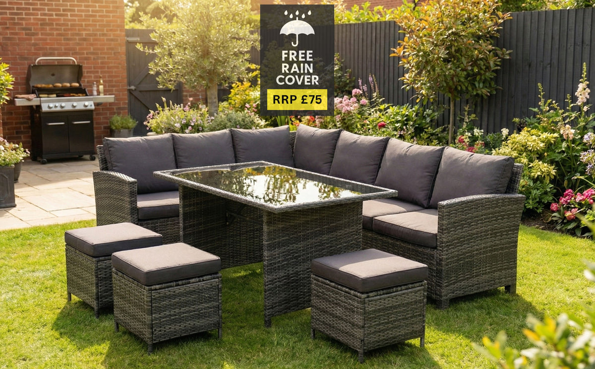 Roma Rattan Garden Furniture Set - Left Corner Sofa | Mixed Grey / Dark