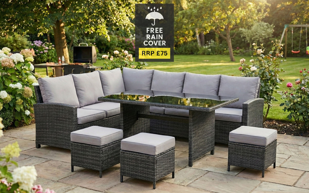 Roma Rattan Garden Furniture Set - Left Corner Sofa | Mixed Grey / Light