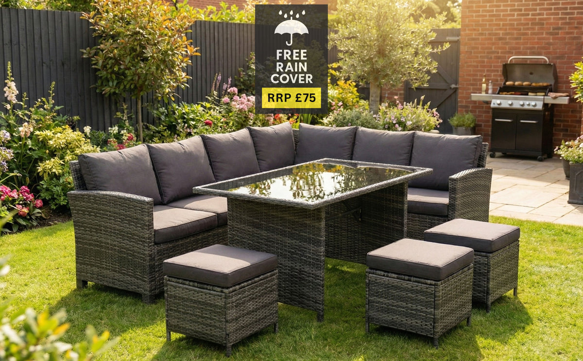 Roma Rattan Garden Furniture Set - Right Corner Sofa | Mixed Grey / Dark