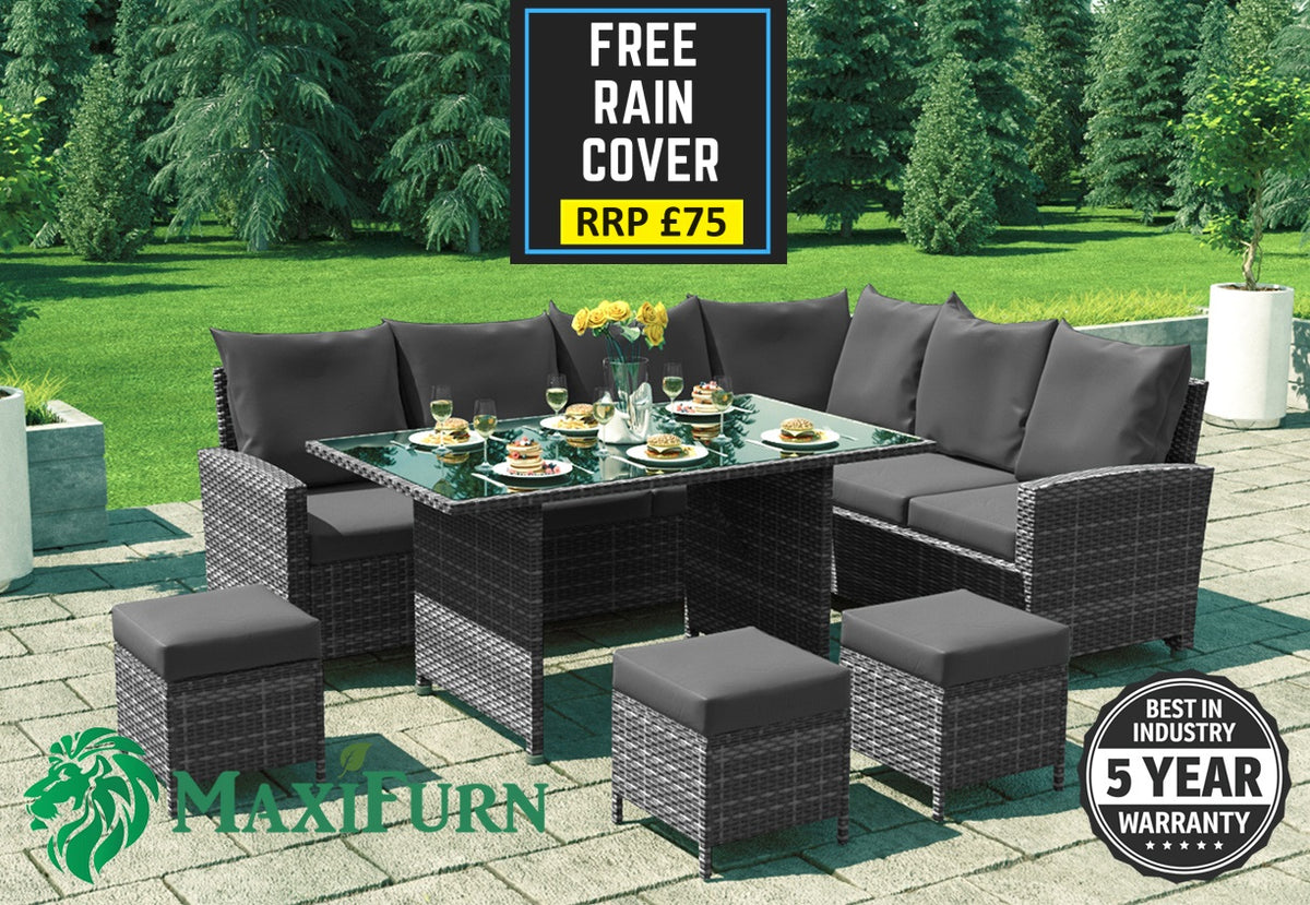 Roma Rattan Garden Furniture Set - Right Hand Corner Sofa | Mixed Grey / Dark