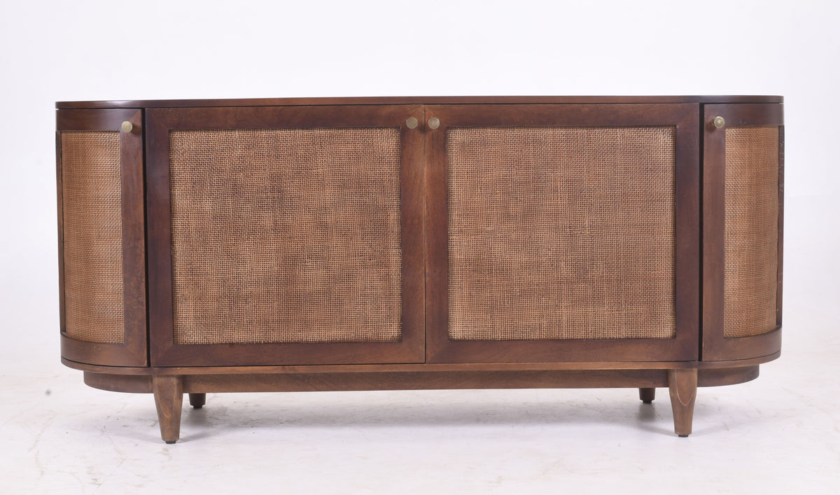 Bohemia Dark Walnut Mango Wood & Rattan Sideboard | 4 Rattan Doors | 172 cm