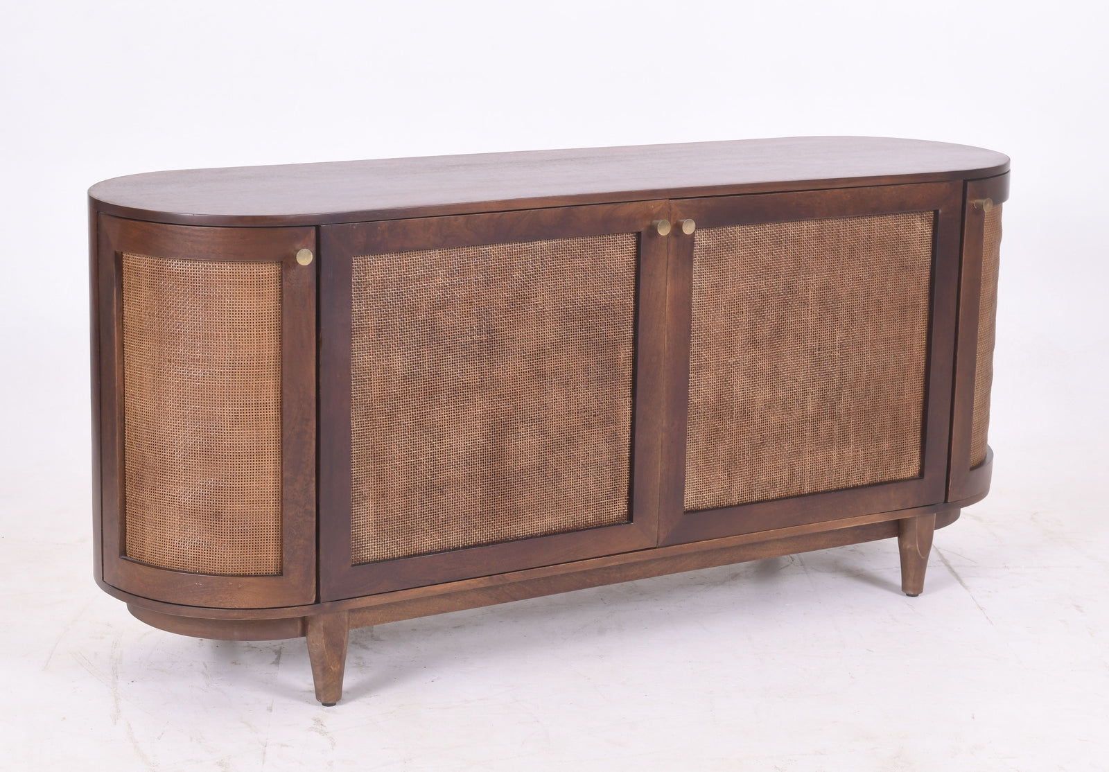 Bohemia Dark Walnut Mango Wood & Rattan Sideboard – 4 Rattan Doors – product view 3