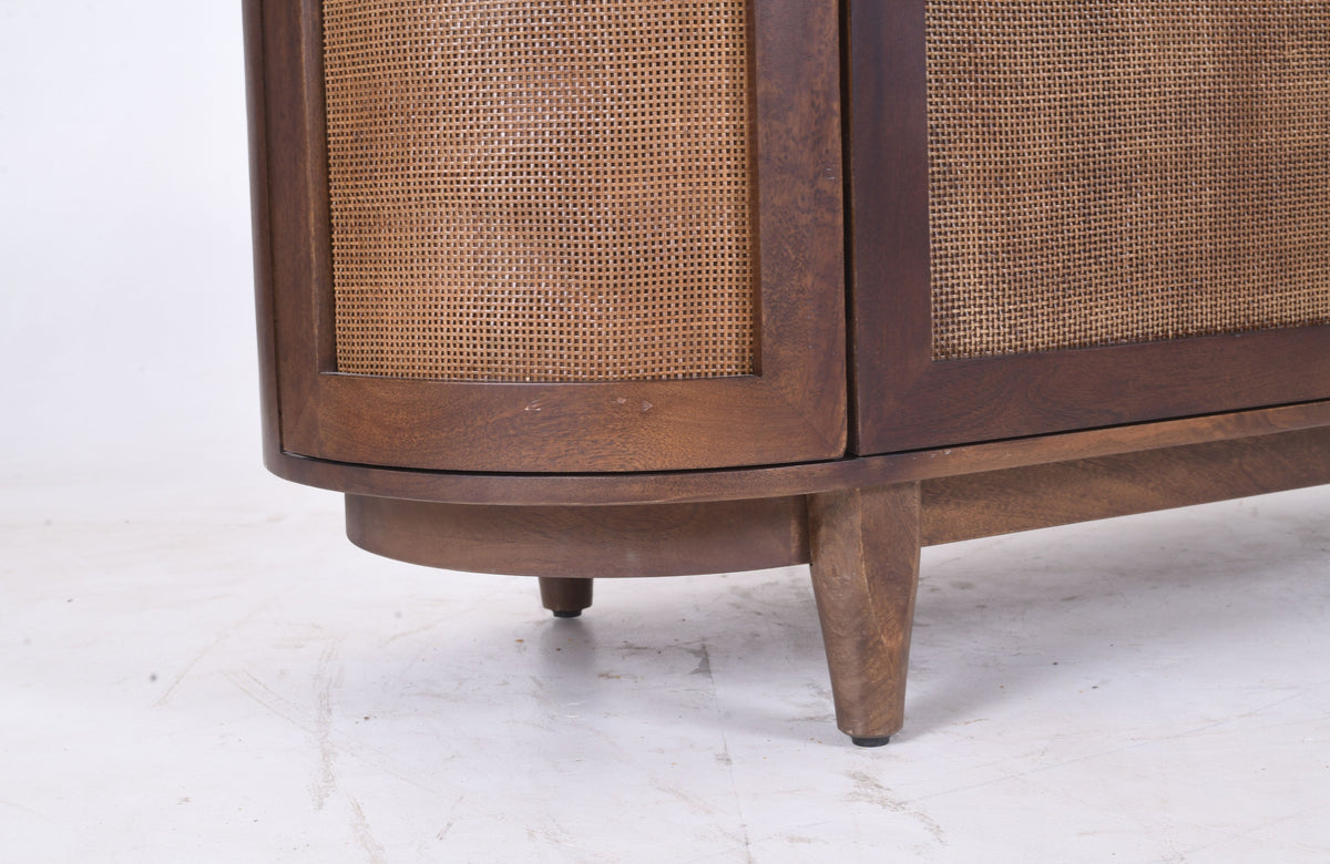 Bohemia Dark Walnut Mango Wood & Rattan Sideboard | 4 Rattan Doors | 172 cm