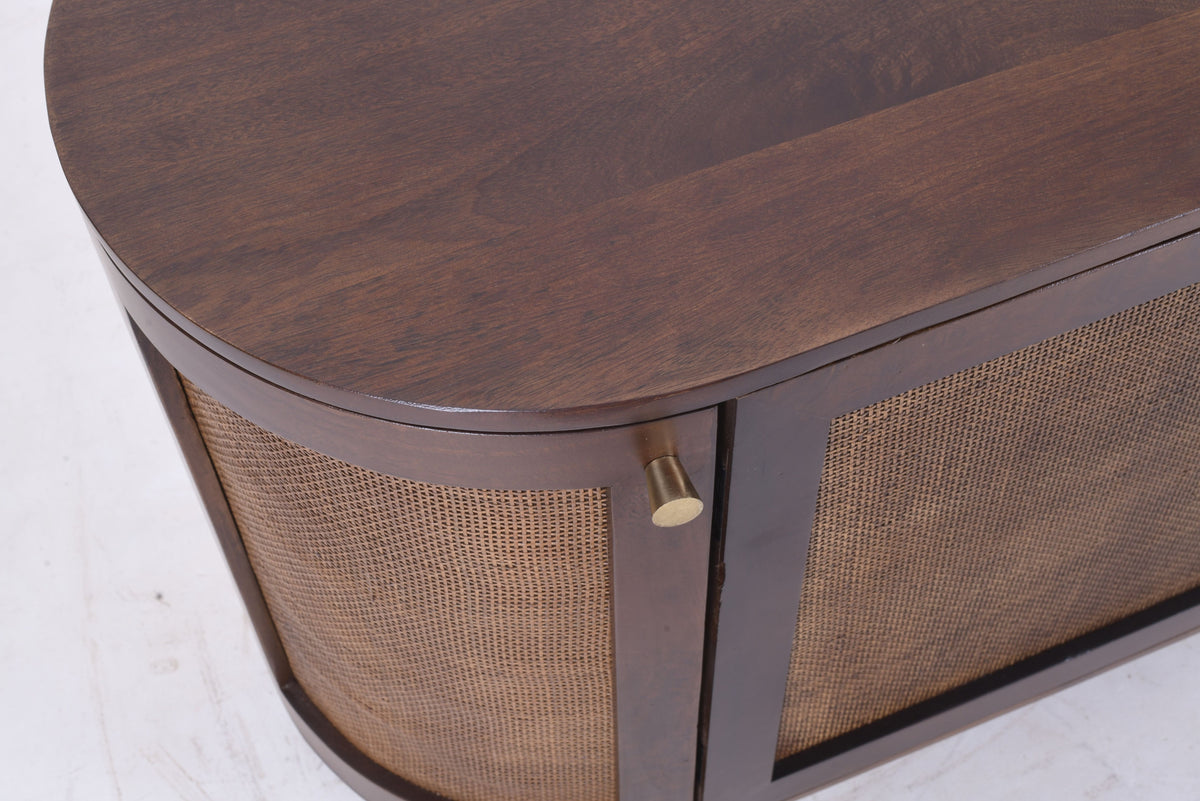 Bohemia Dark Walnut Mango Wood & Rattan Sideboard | 4 Rattan Doors | 172 cm