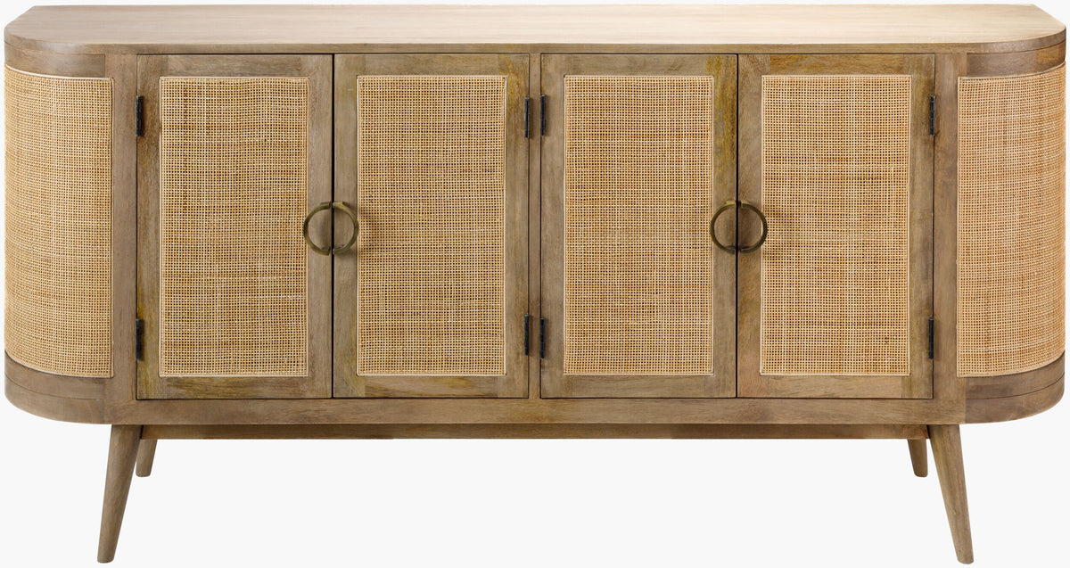 Bohemia Mango Wood & Rattan Sideboard | 4 Rattan Doors | Natural | 172 cm
