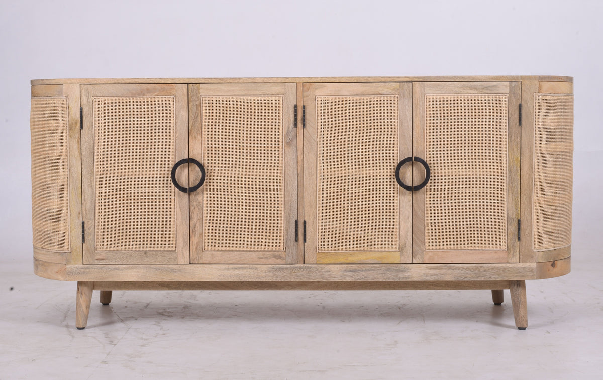 Bohemia Mango Wood & Rattan Sideboard | 4 Rattan Doors | Natural | 172 cm