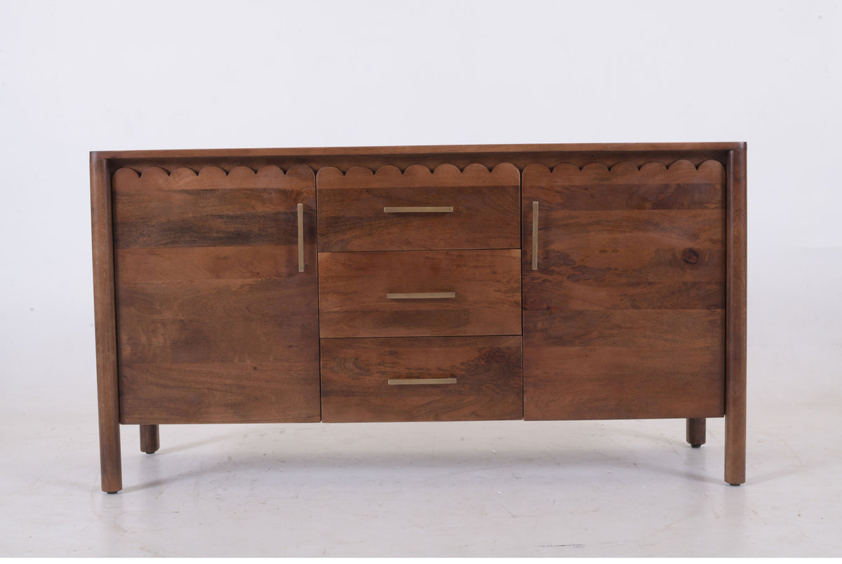 Savoy Solid Mango Wood Scalloped Sideboard – 2 Door, 3 Drawer (145 cm)