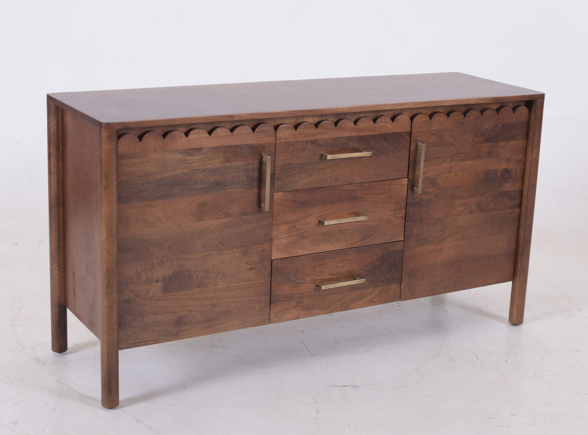 Savoy Solid Mango Wood Scalloped Sideboard – 2 Door, 3 Drawer (145 cm)