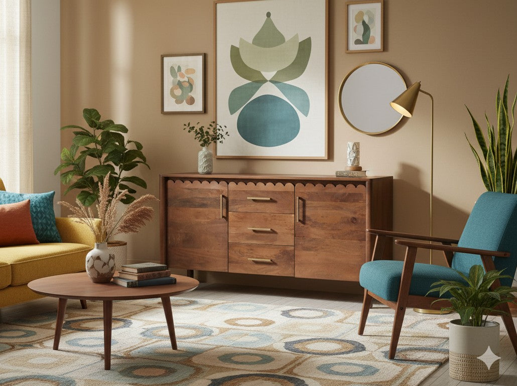 Savoy Solid Mango Wood Scalloped Sideboard – 2 Door, 3 Drawer (145 cm)