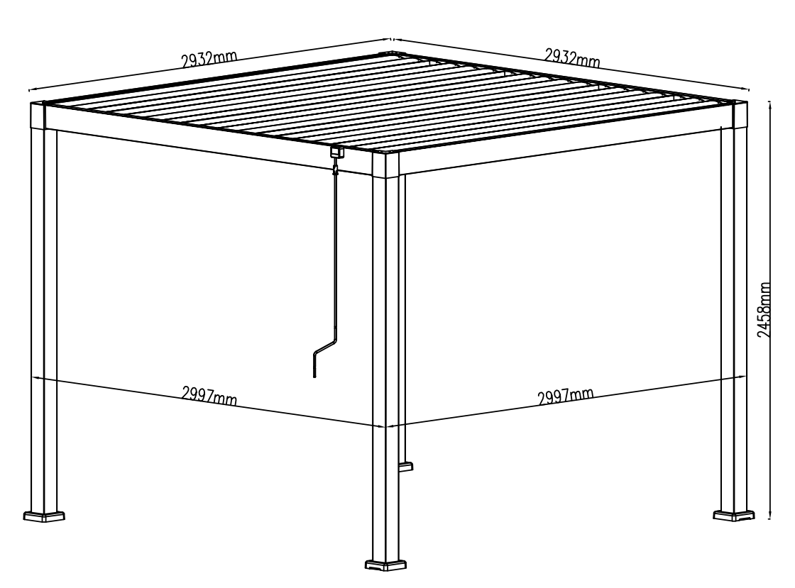 100% Aluminium LED Pergola with Double-Layered Louvered Roof 3 x 3m Grey