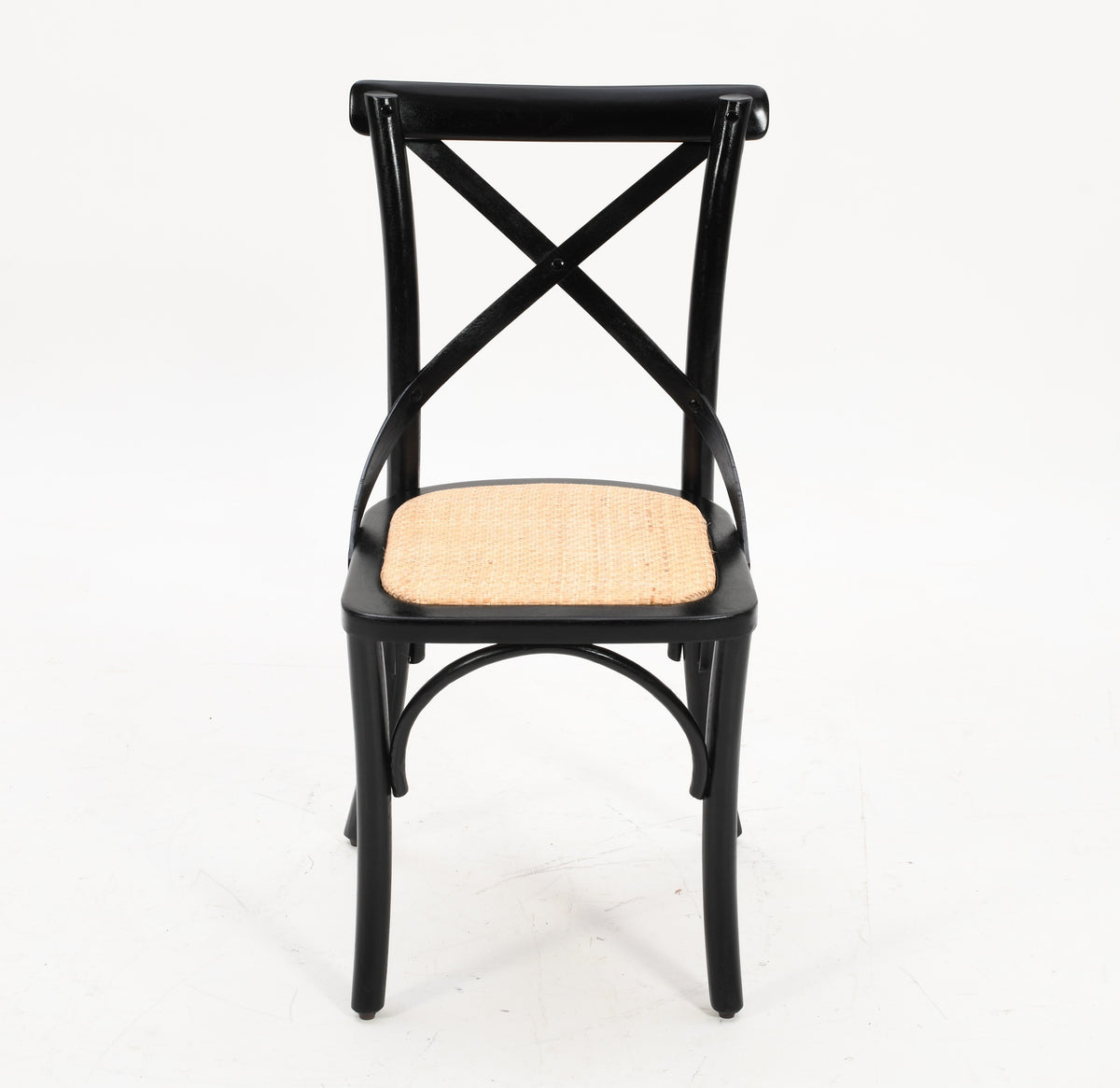 French Vintage Cross Back Dining Chair | Black Solid Mango Wood &amp; Rattan Cane Dining Chair Casa Maria Designs 