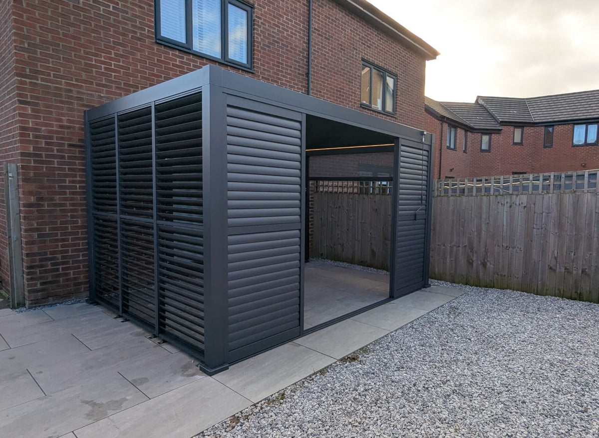 4M Aluminium Shuttered Louvre Sliding Door System – LuxShade™ Pergola