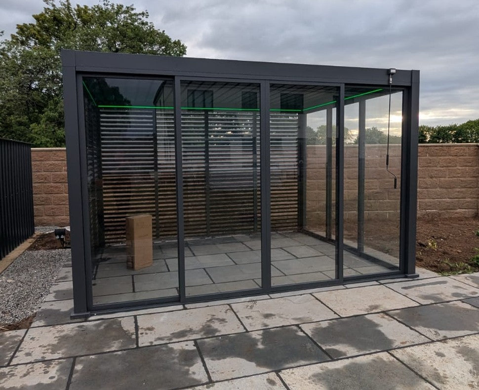 4M Sliding Glass Door System for Aluminium Pergolas – Toughened Safety Glass