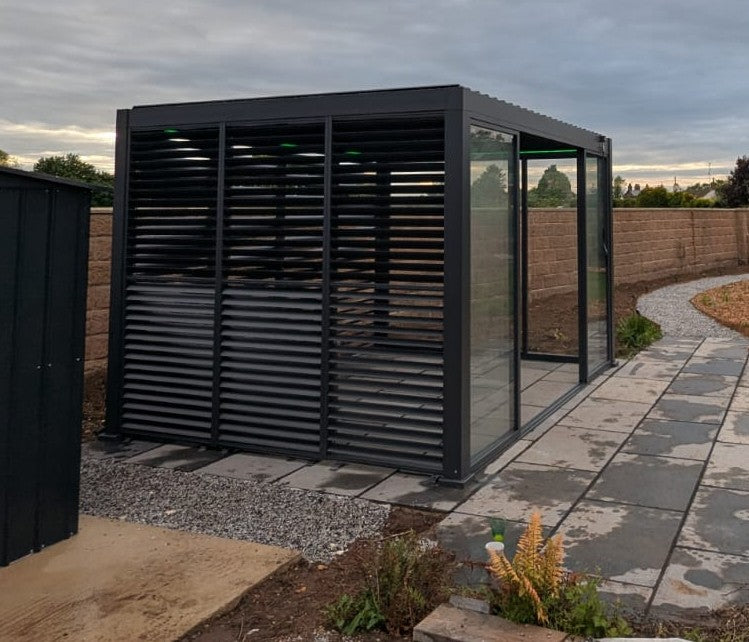 3M Aluminium Shuttered Louvre Side Wall (1m x Three Panels) in Dark Grey