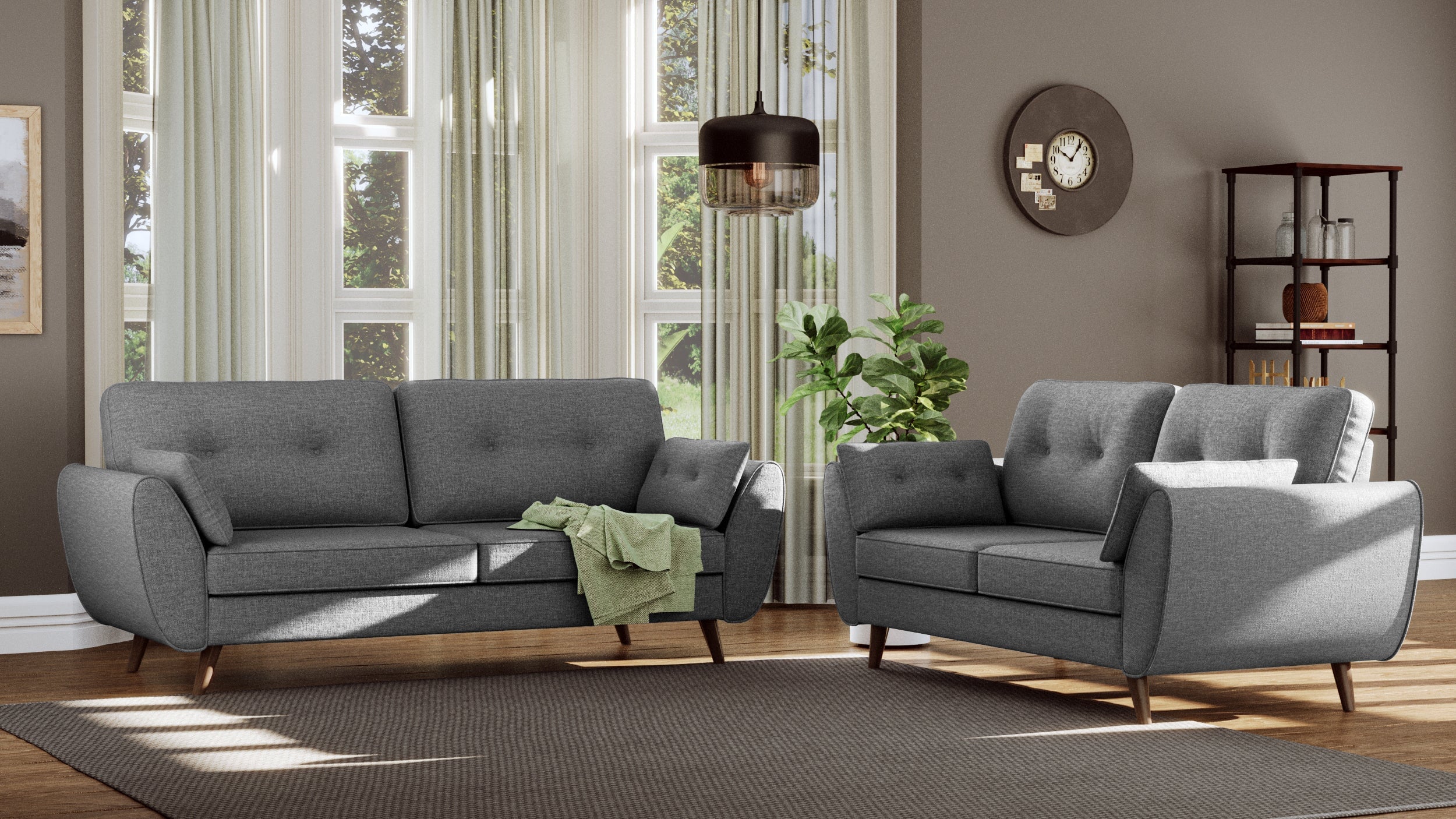 3 seater deals fabric sofa grey