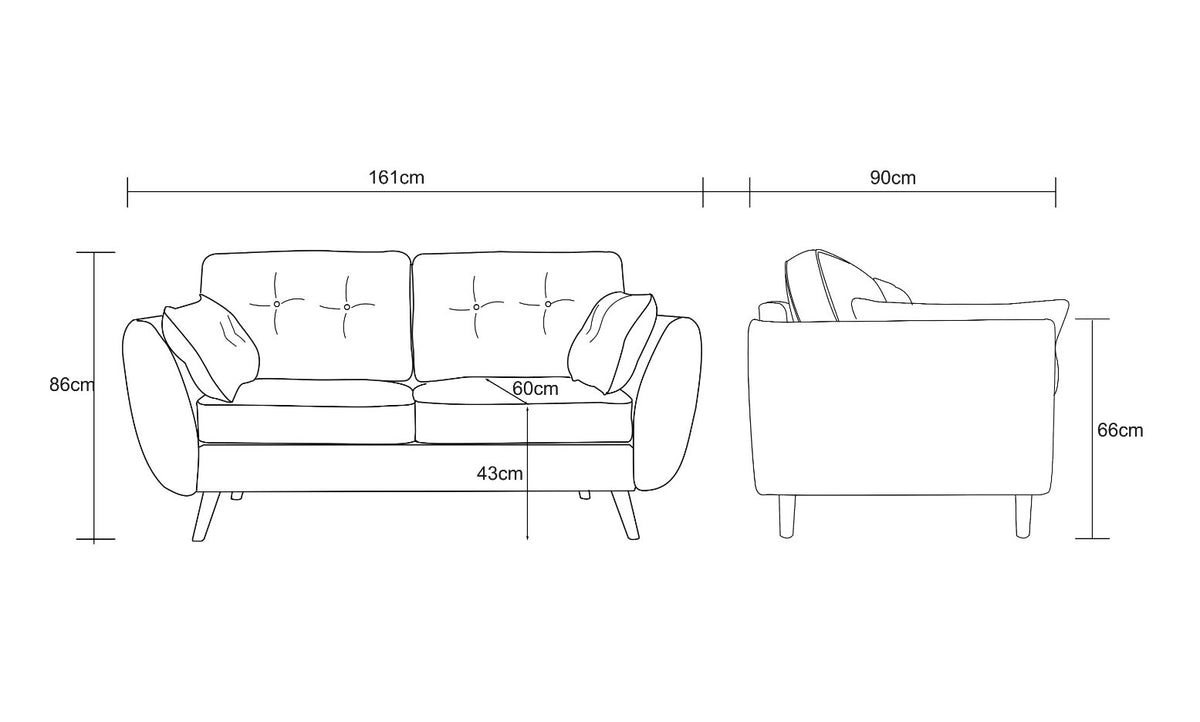 Zara 2 Seater Sofa | Dark Blue Linen