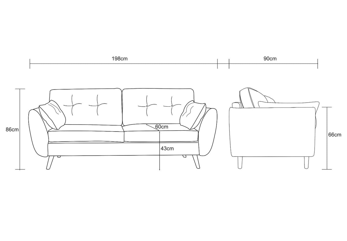 Zara 3 Seater Sofa | Dark Blue Linen
