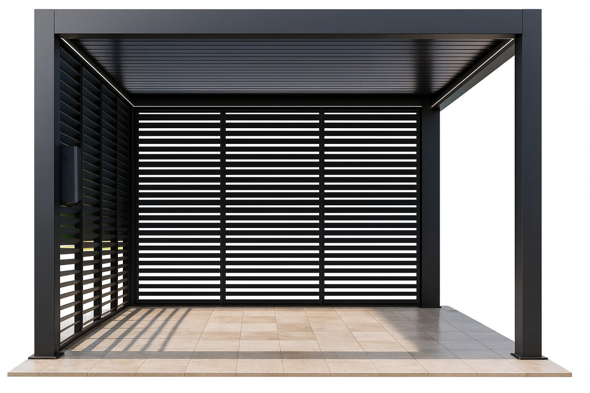 3M Aluminium Shuttered Louvre Side Wall (1m x Three Panels) in Dark Grey